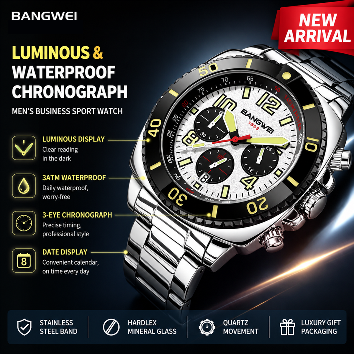 Smartwatch Nexus - BANGWEI 2026 Luxury Men's Watches Fashion