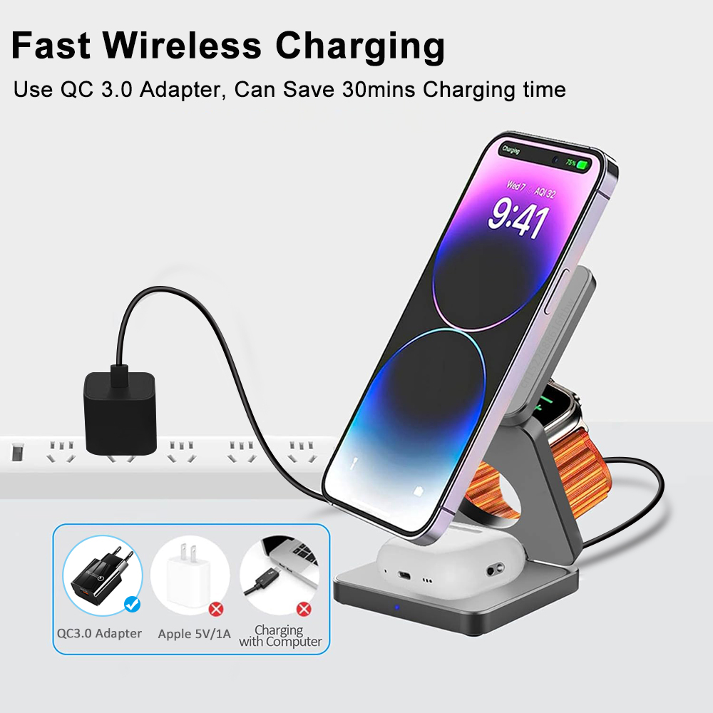 Wireless Charger 3 in 1 Foldab - Smartwatch Ac incelemesi ve fiyatı
