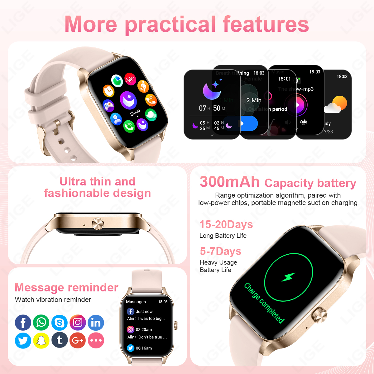 LIGE Fashion Smart Watch Women - Smartwatch Instagram incelemesi ve fiyatı