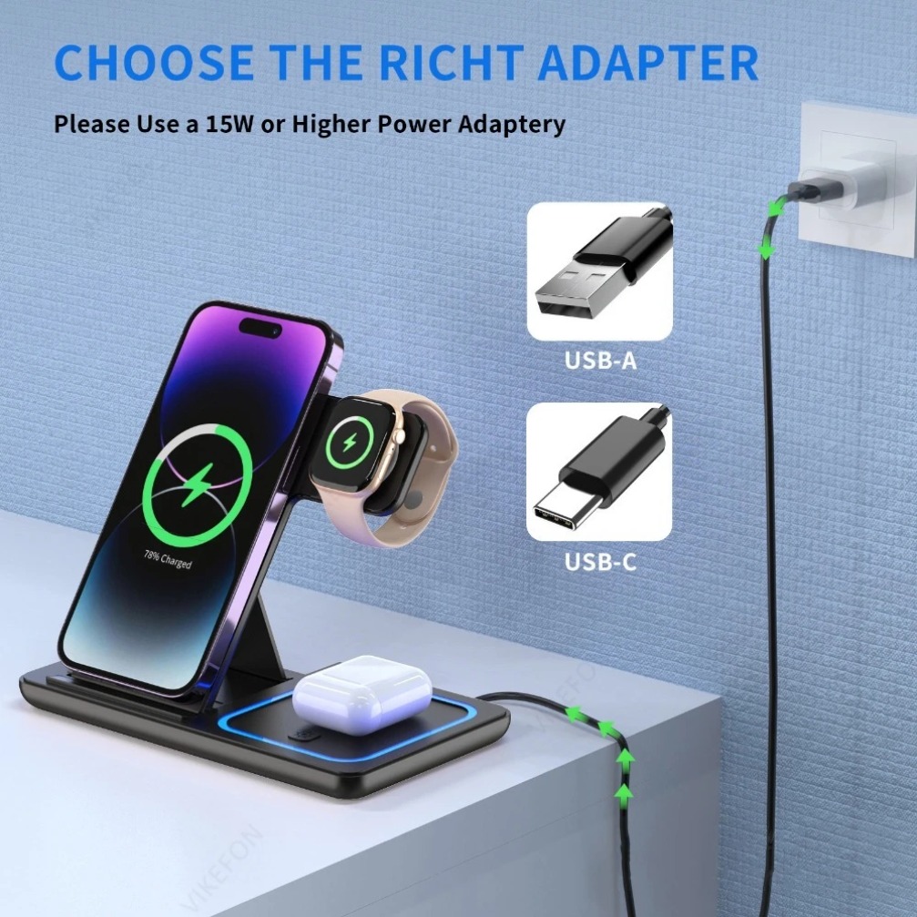 Foldable 3 in 1 Wireless Charg - Smartwatch Ac incelemesi ve fiyatı
