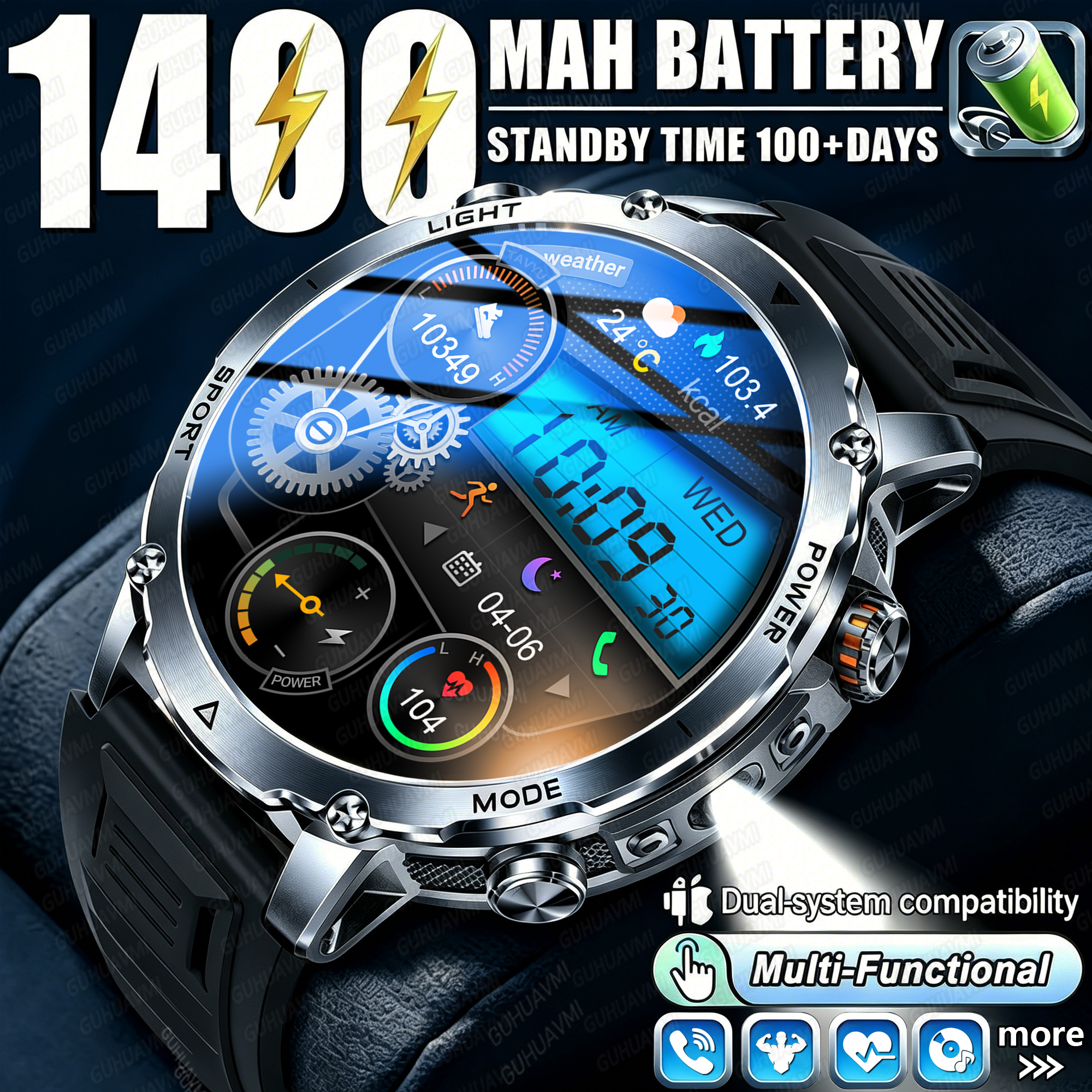 Newly Durable 1400mAh Large Ba - Android Smartwatch Accessories incelemesi ve fiyatı