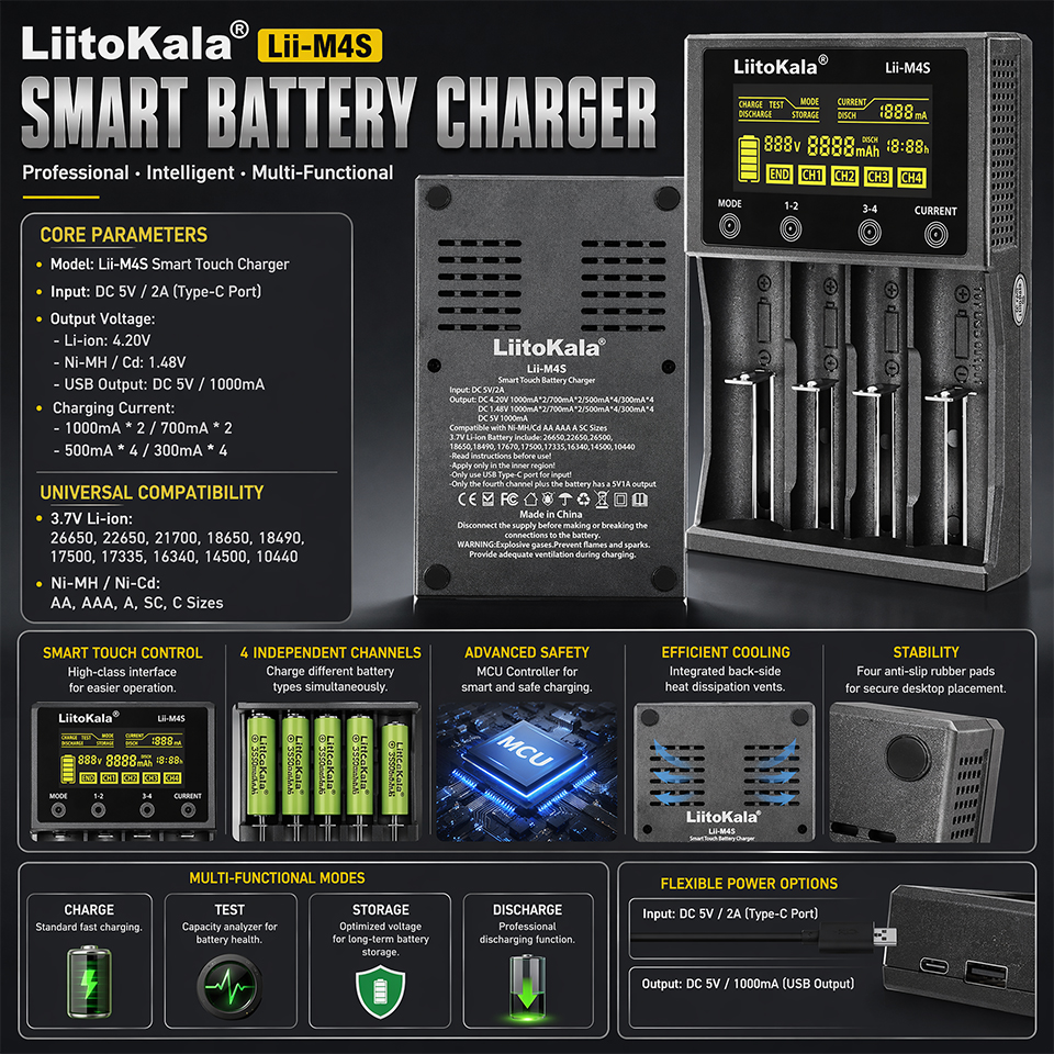 Lii-M4S Smart Touch 4-Slot Bat - Smart Accessories incelemesi ve fiyatı